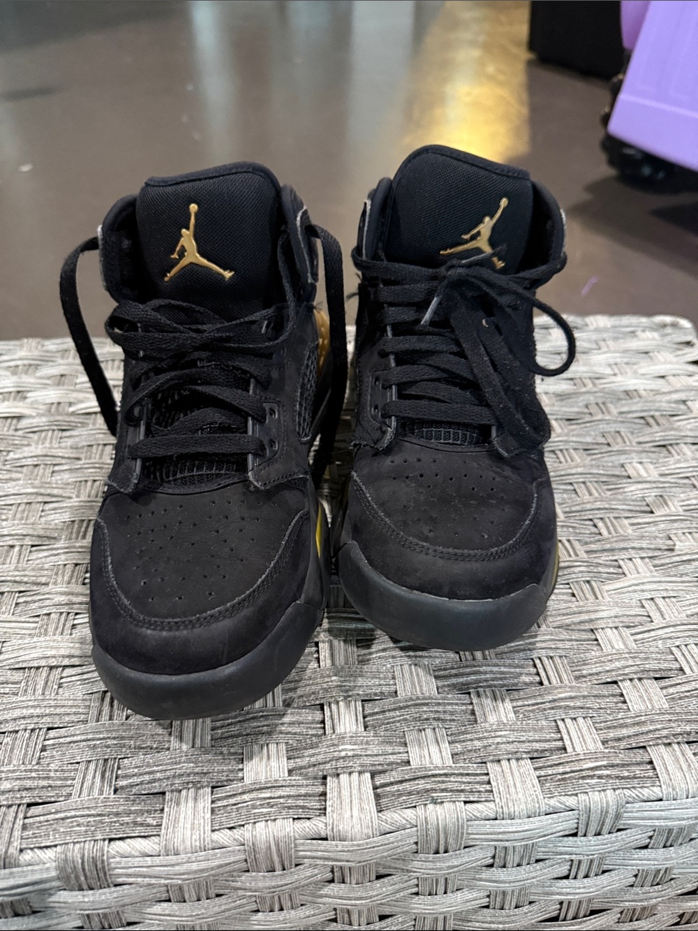 Nike Black and Gold Jordan High-Top Sneakers 6.5 y
